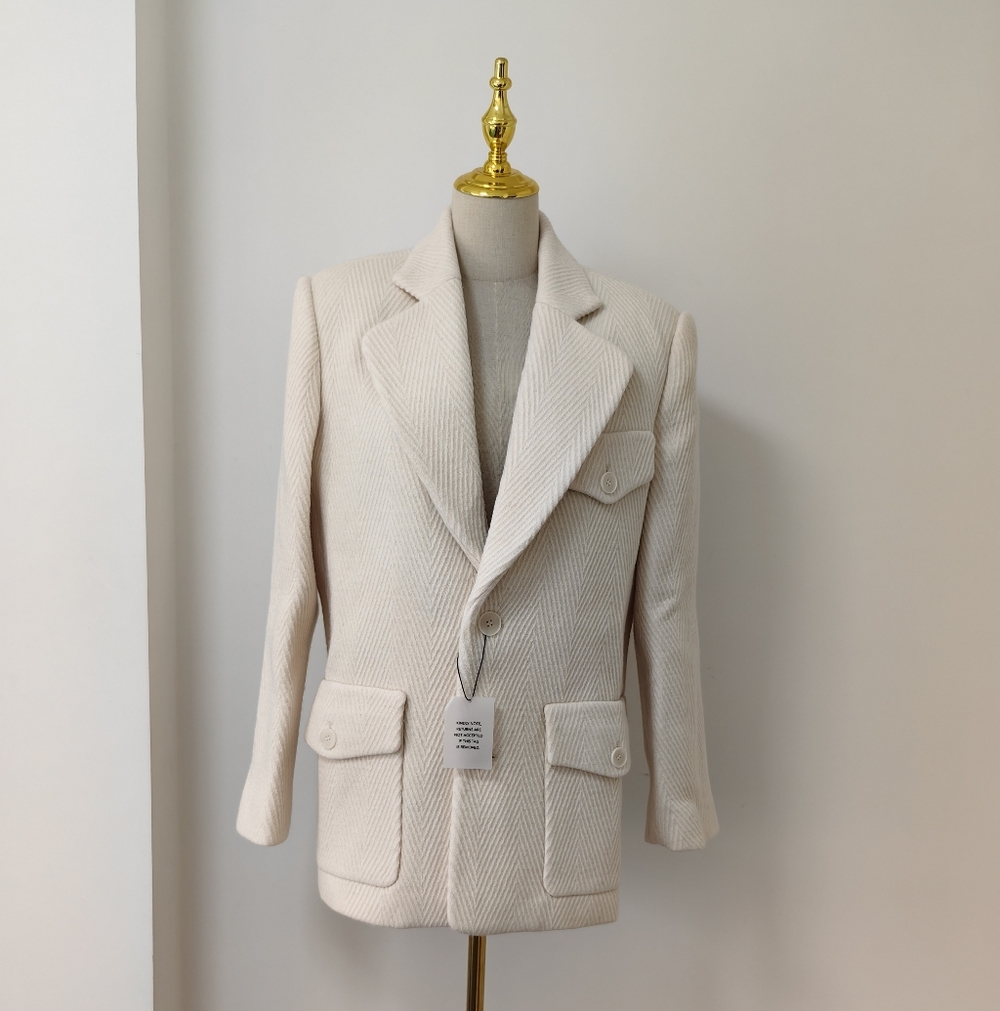 Helsa Minimalist Heavy Wool Blend Blazer Coat Jacket - Picture 2 of 11